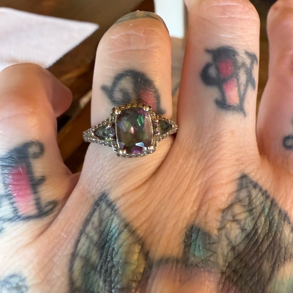 Macy's Iridescent Gemstone Ring with Silver Accents